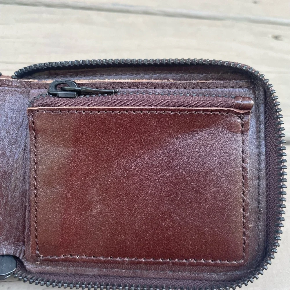Rudsak brown cowhide leather zip around wallet